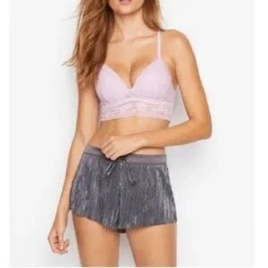 VS| Silver Metallic Shine Pleated Pajama Lounge Short​s